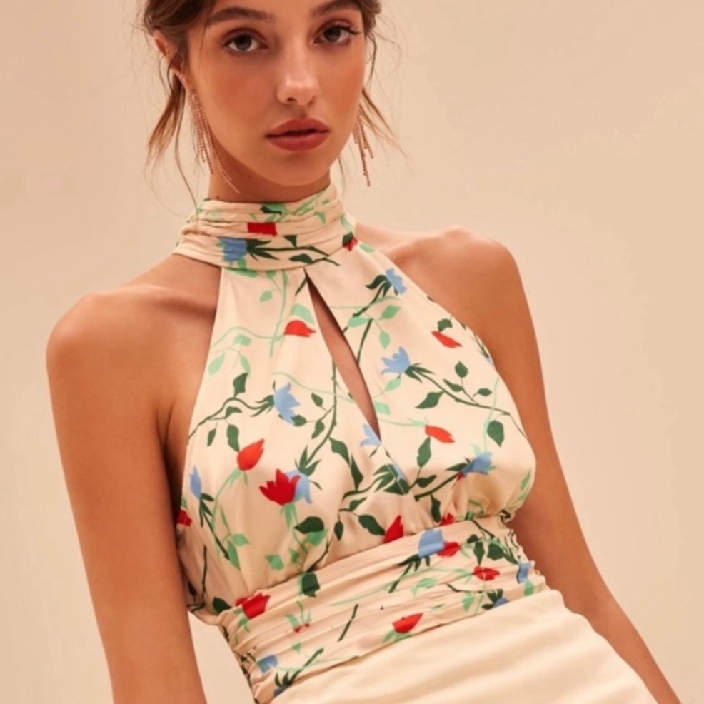 C/Meo Collective Cream Floral Halter Top